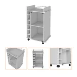 HMS Luxury Modern White Rolling Bar Cart Steel Wood Wine Storage Trolley for Dining Living Room Kitchen Hotel or Wine Cellar - Image 3