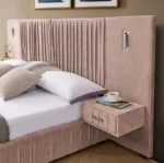 Goldoma Modern Convertible Upholstered Bed Frame – Chenille Fabric, Pleated Platform Bed with Headboard, Solid Wood Frame,