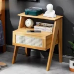 Natural bamboo nightstand with drawer – eco-friendly bedside table for bedroom or living room