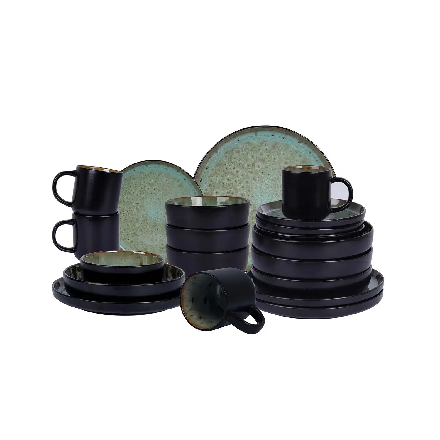 Super September Hot Selling 20 Pcs Reactive Glaze Bubble Green Ceramic Dinnerware Sets Stoneware Super September Hot Selling 20 Pcs Reactive Glaze Bubble Green Ceramic Dinnerware Sets Stoneware Nordic Shape Dinner Set