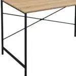 HMS 47" Natural and Black Solid Wood Metal Computer Desk Simple Design Office Desk for Bedroom or Dining Features with Shelf