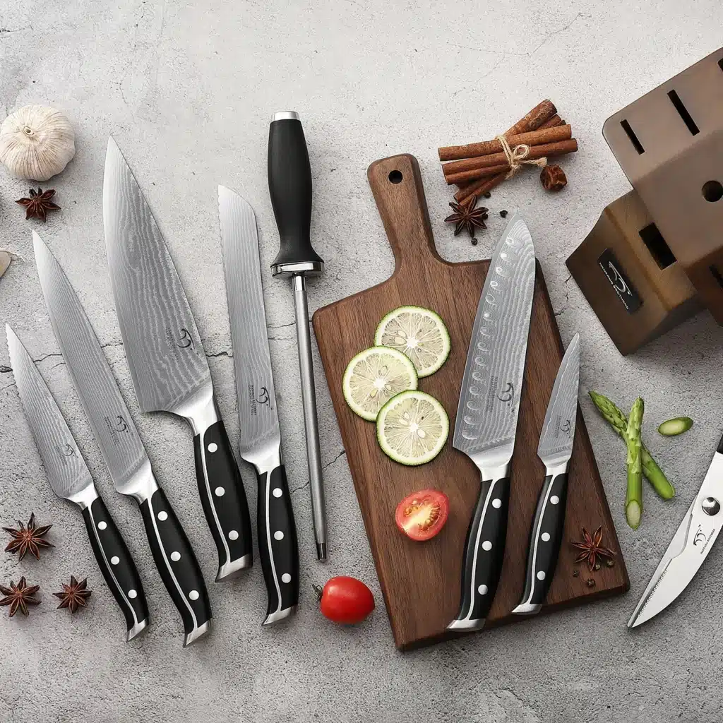 9 Pieces Luxury Set Wood Knife Holder Scissors Kitchen Knife Set for Cutting Food