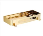 Bathroom Shelf Bath Storage Holder Wall Mounted Gold Stainless Steel Square Bath Shower Shelf Bath Shampoo Holder Corner
