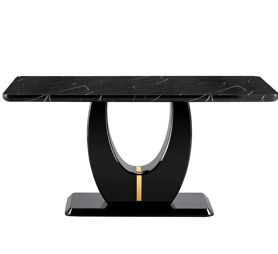 Luxury Stone Dining Table with Metal Legs – Seats 6
