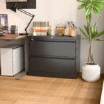 Aobabo 2 Drawer Metal Lateral File Cabinet 34.5 Inches Wide Letter Legal Size Black Assembly Required Large Deep Drawers File