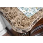 Brown cherry wood marble top nightstand with 2 drawers - Goldoma classic bedroom storage