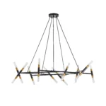 US Stock Free Shipping Mid Century Modern 20-Lights LED Black Round Chandelier Pendant Light Fixture – top view