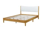 Goldoma queen size modern convertible platform bed with diamond crystal frame and boucle upholstered headboard in beech white