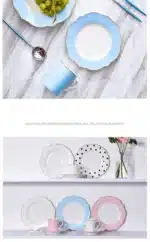 Brief Tableware Gold Edge Irregular Ceramic Plate Floral Shape Porcelain Steak Salad Dessert Dish Tray Household Dinner