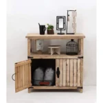 Rustic Wooden Storage Cabinet with Doors and Shelves 31.5 W x 31.75 H Living Room Kitchen Sideboard Cabinet - Image 4