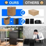 Black FCJ Fully Assembled Mobile Metal File Cabinet 2 Drawer Vertical Lock Wheels Letter Size Office Storage for Desk Office