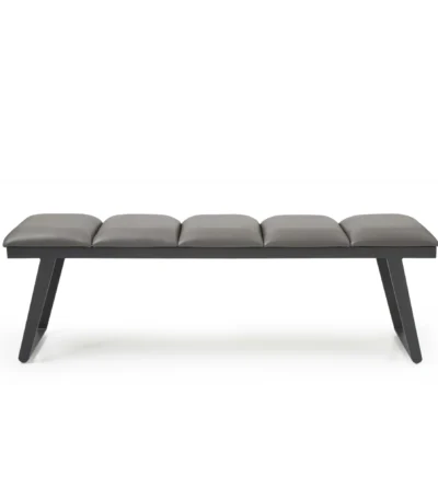 Gray faux leather storage bench with padded seat and hidden storage compartment, 57-inch width by Goldoma