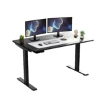 HMS 52" Bamboo Dual Motor Electric Office Desk Adjustable Computer Desk Black on Black – side view