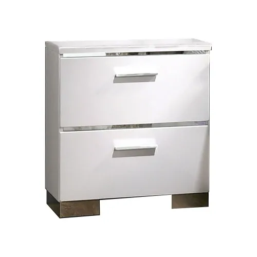 Hd7374613250b4315bb041d2af0aad0545.webp Modern white high gloss nightstand with chrome handles and two drawers