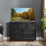 Goldoma 7 drawer dresser black MDF modern chest with spacious storage