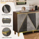Modern Hotel Sideboard Cabinet with Storage 4-Door Doors Dimensional Effect Adjustable Shelves for Dining Room - Image 16