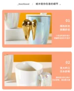 Creative Pearlescent Colored Ceramic Mug with Angel Wings, Coffee Cup with Lids, Cute Flower Tea Tazas Afternoon