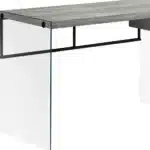 HMS 24" Gray and Clear Wooden Computer Desk Modern Design Extendable and Folding for Bedroom Home Office Living Room