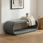 Goldoma modern shoe bench 52 inch wide chenille upholstered tufted bench for entryway or bedroom