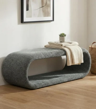 Goldoma modern shoe bench 52 inch wide chenille upholstered tufted bench for entryway or bedroom