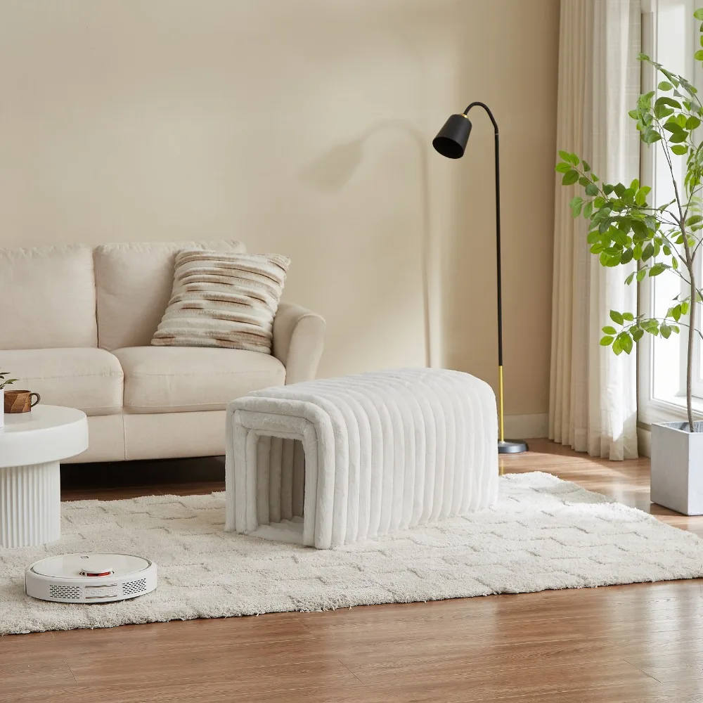 Hd79842acb01b46d7baf54cf8cf0b3712r.webp Goldoma cat storage bench - beige corduroy ottoman with arch hideaway and storage for living room