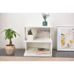 White 2-Layer Plastic Bookshelf Simple Household Design for Bedroom Kids Room Office & Living Room Kitchen Space – side
