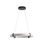 Ship From USA,Modern LED Pendant Light, 24-Inch Round Hanging Chandelier with Marble Finish Resin Ring Ceiling Light – base