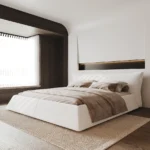 Goldoma adjustable king platform bed with velvet headboard and wood frame