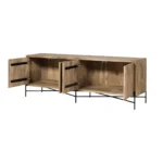 HMS 78 Modern Traditional Sideboard Cabinet Brown Solid Mango Wood with Four Doors for Home Bar Furniture - Image 6