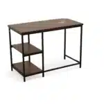 HMS 42" Chestnut and Black Solid Wood and Metal Computer Desk – side view