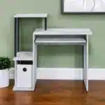 HMS 37" Antiqued White Computer Desk with Shelf Drawer Simple Design Office Desk for Hotel Wooden Metal Adjustable Features