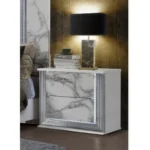 Moon white marble nightstand with LED lighting and color-changing illumination