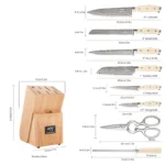 9-Piece Knife Sets for Kitchen with Knife Block, Damascus Kitchen Knife Set, ABS Handle for Knife Set and Kitchen Shear