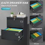 2 Drawer Metal Lateral File Cabinet with Lock,Office Vertical Files Cabinet for Home Office/Legal/Letter/A4 – side view