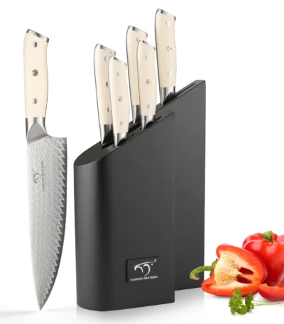 6-piece High Quality Non-Stick Portable Damascus Steel Kitchen Knife Set With ABS Handle