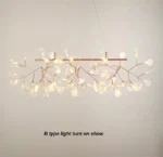 Nordic Chandelier Art Hanging living Room Chandelier Modern Restaurant Kitchen Firefly Lamp Rose Gold/Black Branch Round