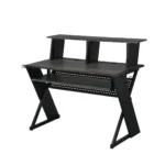HMS 47" Modern Black Wood and Metal Computer Desk with Drawer Portable Office and Gaming Desk for Hotels – side view
