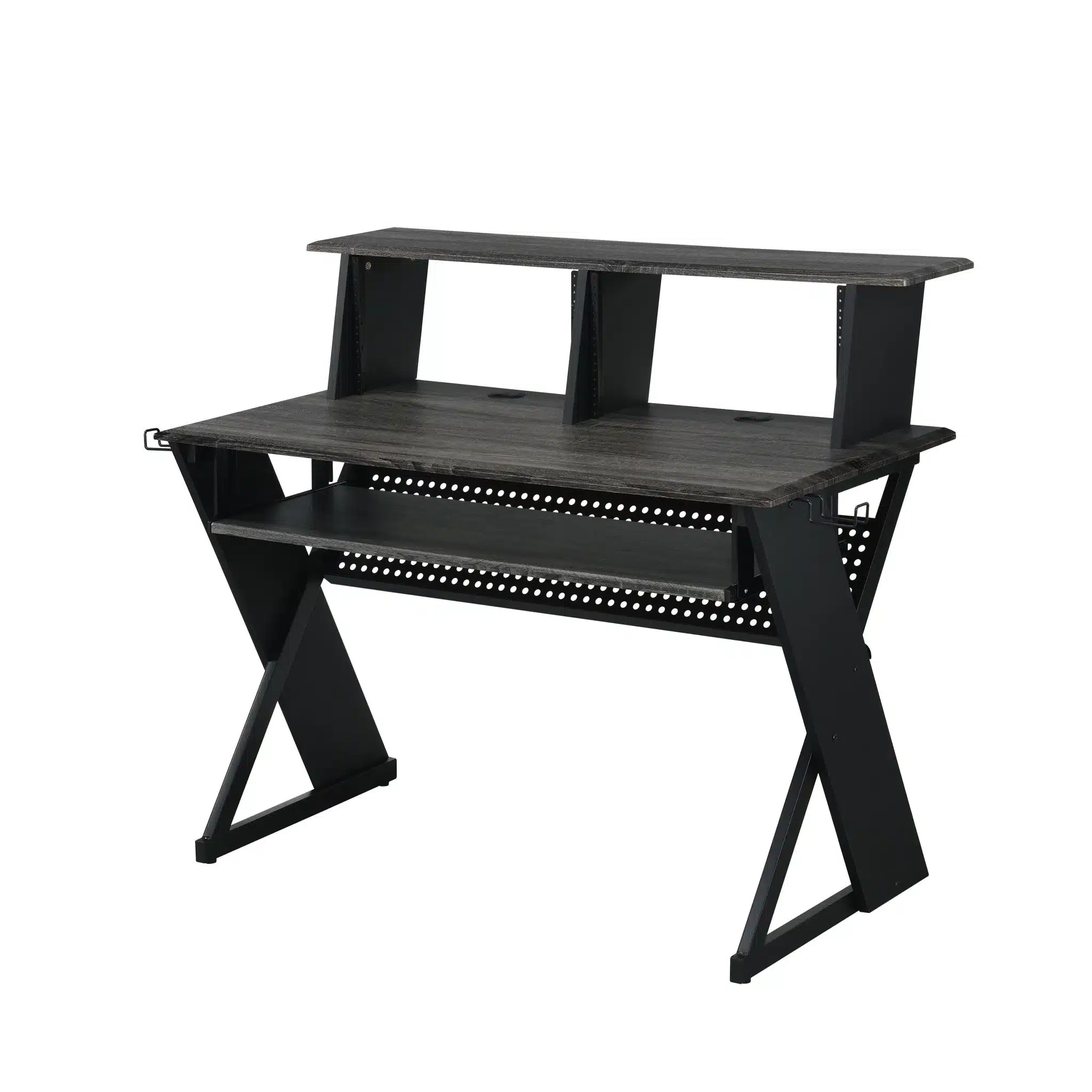 HMS 47" Modern Black Wood and Metal Computer Desk with Drawer Portable Office and Gaming Desk for Hotels