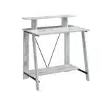 HMS 32" Antiqued White Writing Desk Simple Design Computer Table with Adjustable Wood and Leather for Hotel or Living Room