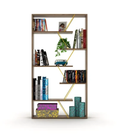 Furnish Home Store Wood Frame Etagere Open Back 6 Shelves Bookcase Industrial Bookshelf for Office