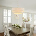 Hand Woven White Rattan Boho Pendant Light Adjustable Coastal Chandelier for Kitchen Island Dining Living Room UL Listed