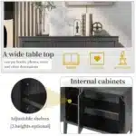U_STYLE Adjustable Shelf Storage Sideboard with 3 Retro Metal Handles and 4 Pinewood Legs for Entryway Living Room Study