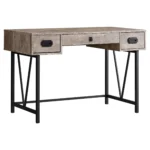 HMS 24" Taupe and Black Wooden Gaming Desk Computer & Laptop Table with Three Drawers Foldable & Storage Features
