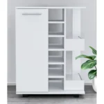HMS White Rolling Bar Cart with Wine Storage Elegant Bar Sets