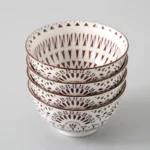 4 Pcs/set 4.5 Inch Rice Bowl Ceramic Tableware Thread Underglaze Color Support Oven and Dishwasher