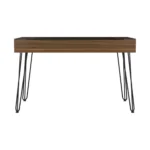 HMS 47" Simple Modern Design Brown and Black Computer Desk Adjustable Office Gaming Desk with Wooden and Metal Material