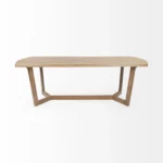 92-inch solid wood trestle dining table in natural and brown finish – perfect for family gatherings at Goldoma