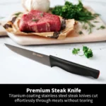 15 Pieces Meat Cutting Knives Set Carbon Steel Kitchen Knife Set with Wooden Block – top view