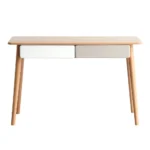 Solid Wood Computer Desk - 47'' Large Size Office Desk with 2 Drawers, Modern Simple Style PC Table