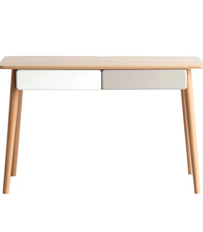 Solid Wood Computer Desk - 47'' Large Size Office Desk with 2 Drawers, Modern Simple Style PC Table